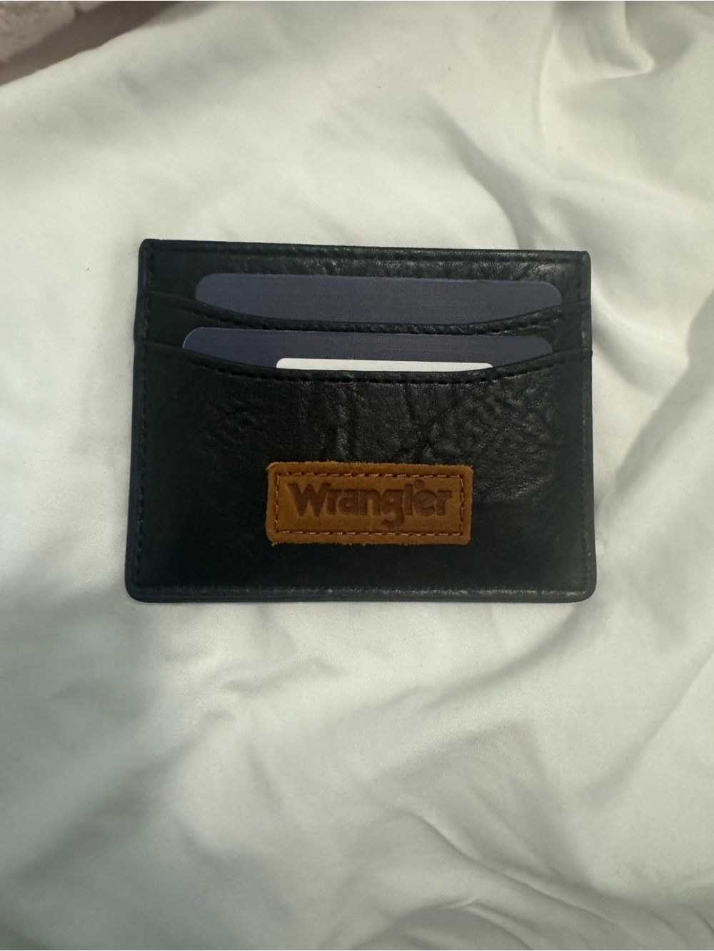 Wrangler Black Card & Key Holder with Brown Logo Patch